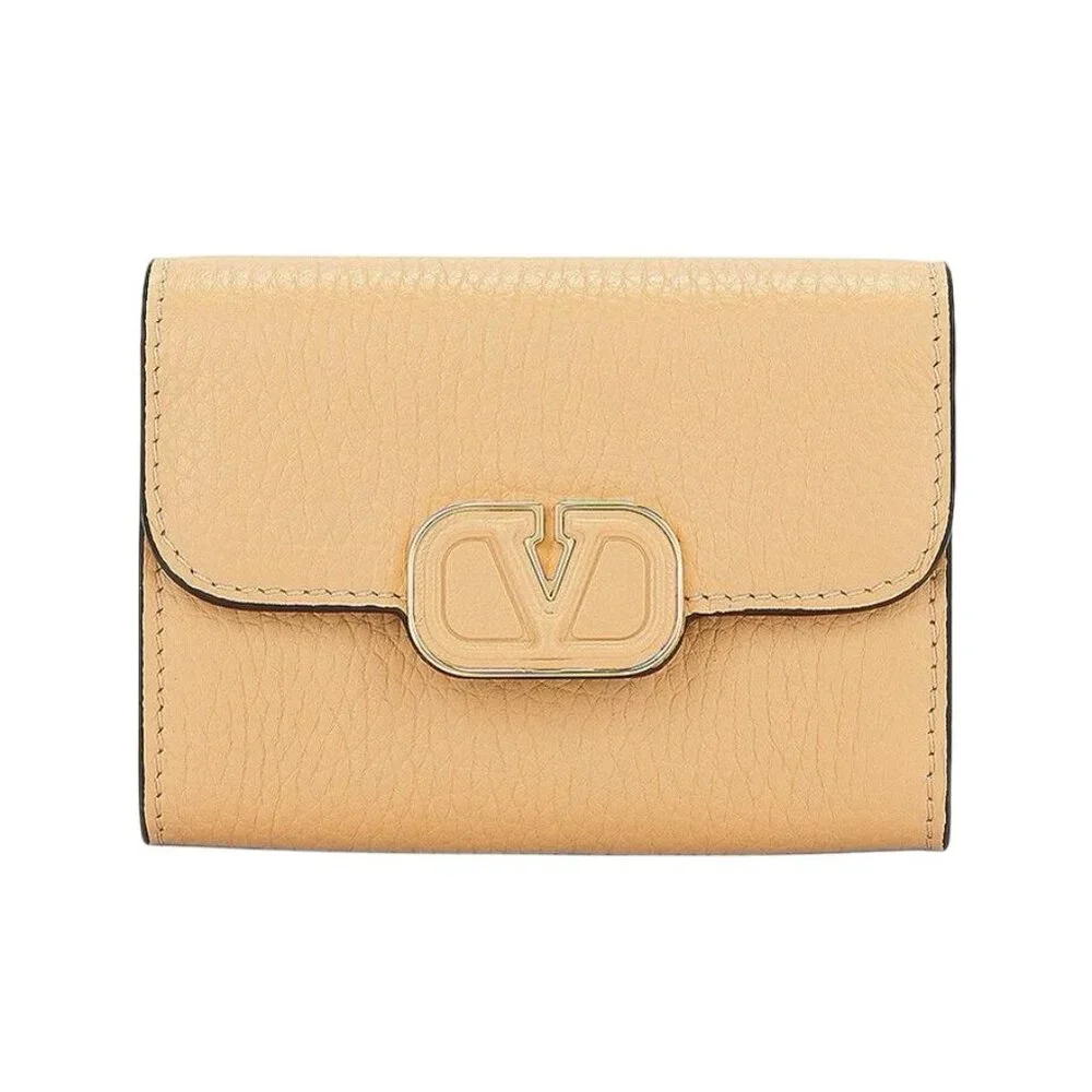 Valentino Garavani V Logo Card Case in Cappuccino Womens Leather Wallet